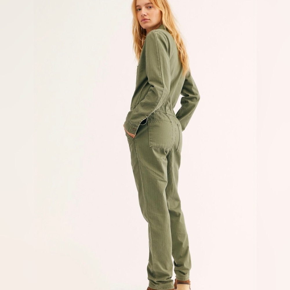Free People Lee Union Coveralls khaki green